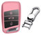 M.JVisun Doux TPU Clef Coque Porte-clés pour Volkswagen Arteon Atlas Golf Alltrack Jetta Passat pour Tiguan pour Skoda Kodiaq Superb A7 Intelligent Clé de Voiture - Brillant Rose - Métal Porte-clés
