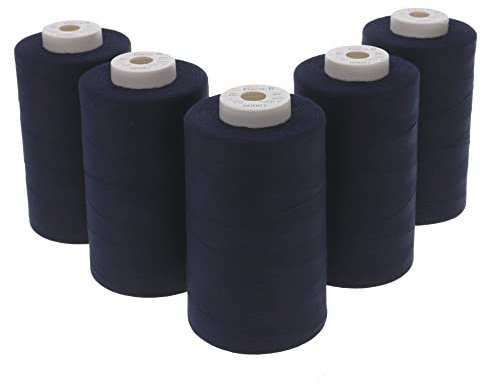 Sewfil dacor 120 - Confezione di fili per cucito 100% poliestere - 5 coni (5 x 5.000 metri) 0067 - Blu notte