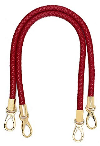 POFET 1 paio di maniglie di ricambio per borsa a tracolla, manici in pelle intrecciata con ganci girevoli in metallo, colore rosso