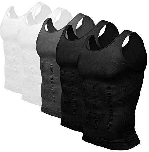 Odoland Slimming Vest Mens 5 Pack Compression Vest Body Shaper Men Shapewear Compression Shirt Masculine Undershirt Tank Tops