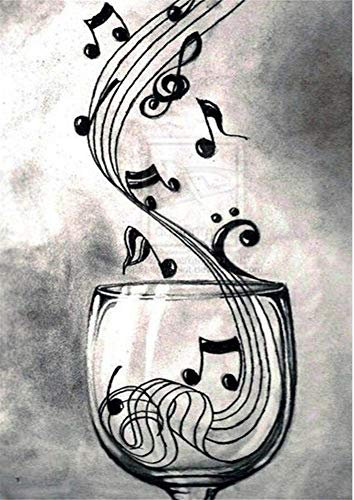 5D-Diamant-Malerei-Set für Erwachsene und Kinder, Awesocrafts Musik, weißer Hintergrund, Diamant-Kunst, Kristall-Strassgemälde von Diamonds Kreuzstich (Weinglas)