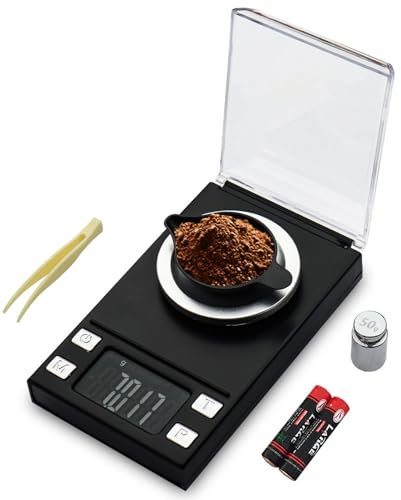 UNIWEIGH Balance à Milligramme 50g/0.001g,Balance de précision Mini Carat Gram pour poudre Médecine,Bijoux,Gemmes,Rechargement,Lab,Balance de poche avec Cal Weight,Tare,LCD,Pince à poudre