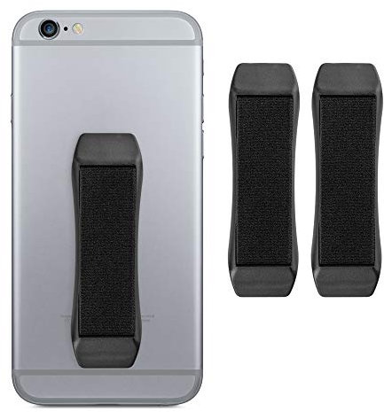 kwmobile Soporte de Dedo para móvil - Set de 3X agarrador elástico Universal para móviles - Correas traseras de Agarre para el teléfono - Negro