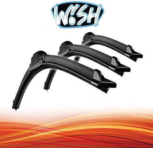 Wish® Juego Universal de Limpiaparabrisas Delantero y Trasero, Escobillas Limpiaparabrisas Coche, 21 pulgadas, 530 mm, 500 mm, 380 mm, UP21.20.15.A