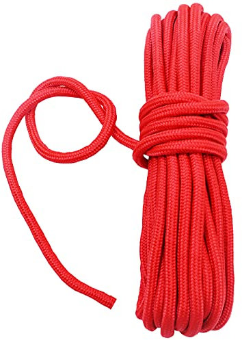 Fuwok 2/3/4/6/8/10MM 20M(64ft) Satin Nylon Trim Cord,Rattail Silk Cord,All Purpose Rope,Assorted Colors Nylon String Twisted Durable Long Ropes (Red, 6mm)