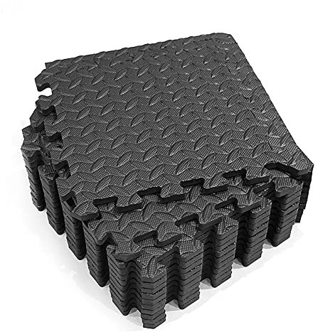Vee U Feng Exercise Mat, Puzzle Foam Mat, Gym Floor Mat, Foam-Filled Soft Floor for Exercise, Yoga, Camping, Children, Babies, playrooms (Black)