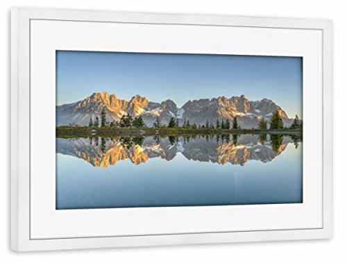 artboxONE Poster mit Rahmen weiß 75x50 cm Kaisergebirge in Tirol von Michael Valjak - gerahmtes Poster