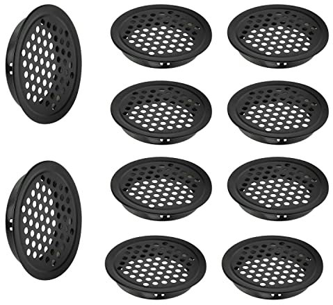 10 Pcs Black Circular Air Vent,53 mm Soffit Vents, Grill Cover Ducting Ventilation Cover,for Wall Kitchen Ceiling Door Wardrobes