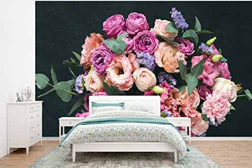 MuchoWow Papier peint Fleurs - Pastel - Rose Papier peint photo 350x260 cm Papier peint imprimé