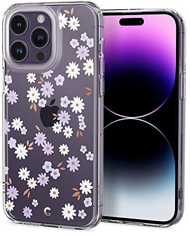 CYRILL by Spigen Cecile Designed for iPhone 14 Pro (2022), Clear iPhone 14 Pro Case Floral Design Cute for Women with Slim Fit Profile - Dream Daisy