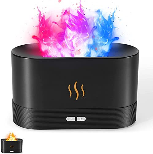 LWZY Flame Air Aroma Diffuser Humidifier, 7 Flame Color Noiseless Essential Oil Diffuser for Home,Office,Yoga with Auto-Off Protection (Black)