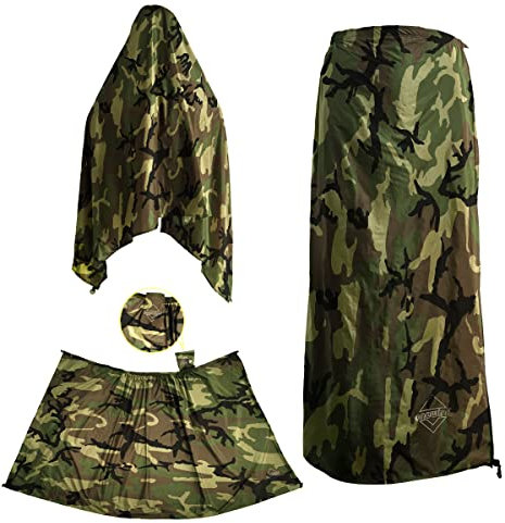 onewind Camouflage-Regenrock für Damen und Herren, halber Poncho, wasserdicht, ultraleicht, Silnylon, Regenhose, Kilt winddicht, Regenbekleidung für Armee, Militär, wildes Camping, Wandern,