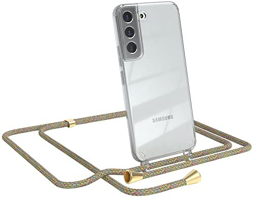 EAZY CASE Handykette kompatibel mit Samsung Galaxy S22 5G Handyhülle mit Umhängeband, Handykordel mit Schutzhülle, Silikonhülle, Hülle, Stylische Kette für Smartphone, Rainbow