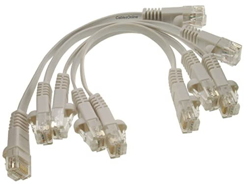 CablesOnline, 5-Pack White 6-inch CAT6 Network UTP Ethernet RJ45 Flat-Design Patch Cable, U6-000FW-5