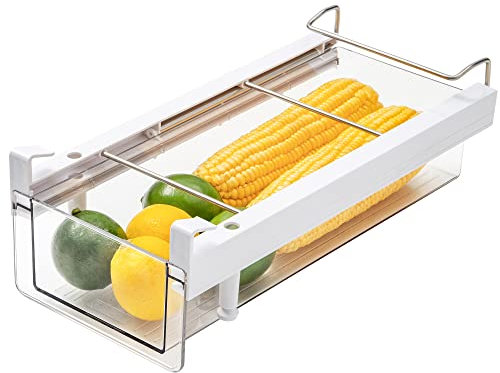 vacane Kühlschrank Organizer, Kühlschrank Organizer Schublade mit Griff, Ausziehbare Kühlschrank-Schubladen-Organizer Kühlschrank Aufbewahrungsbox für Käse, Delikat-Fleisch