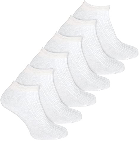Kids 100% Cotton Ankle Socks | Sock Snob | Low Cut Trainer Socks for Boys & Girls (9-12, White)
