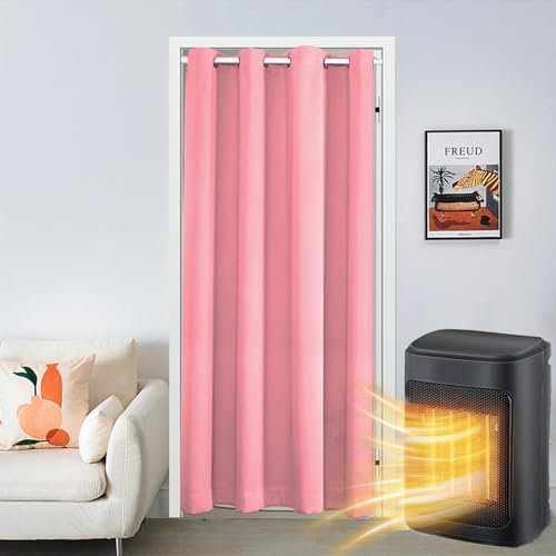 SK Studio Türvorhang Blickdicht Thermo Gardinen Vorhang mit Ösen Thermovorhang Kälteschut Wärmeisolierend für Schlafzimmer Tür Schrank Vorhang Rosa, 150x180cm
