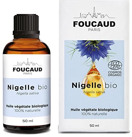 FOUCAUD | Huile végétale de Nigelle | Nigella sativa | BIO | 100% naturelle | Apaisante | Purifiante | Tonifie le cuir chevelu | 50 ml | Marque Française depuis 1946