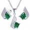MŚ 1997 MENNICA ŚWIDNICKA 11 FARBEN Ohrringe Silber 925 mit Halskette Damen Set - Hochwertige Österreichische Kristalle und Zirkone - Schmuck Kette damen - Ohrringe Set mit Halskette (Emerald)
