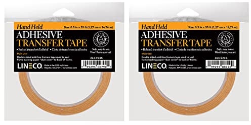 Lineco, Reverse Wound Acid-Free 2 mil Adesive Transfer Hand Held ATG Tape. Used in Picture Framing, Mounting of Materials, Paper, Wood, Plastics, and Metals, Pack of 2