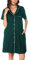 Vlazom Camicia da Notte Donna Estiva con Bottoni Camicia da Notte Manica Corta Aperta Davanti Pigiama Donna Corto Vestaglie Estive Donna,XL,A-Verde Scuro