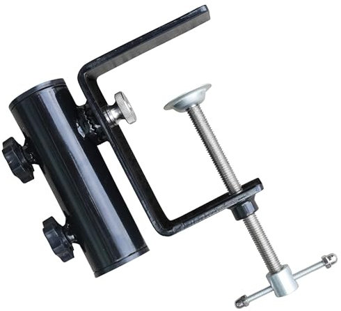 AMMSUN Heavy Duty Upgraded Patio Umbrella Clamp Clip Steel Umbrella Stand Holder Fit Square Balcony Railings Mount Attaches to Fence Post Railing Bleachers Benches Tailgates Outdoor, 2.62 lbs