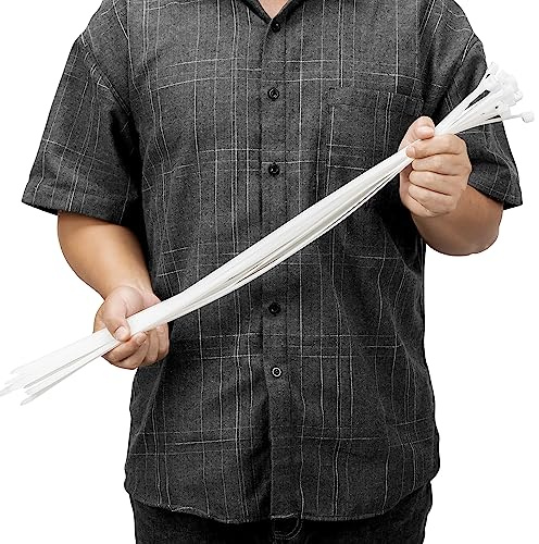Armpow 24 inch White Zip Ties Heavy Duty 50 PCS, 250 LBS Ultra Exclusive Strong Plastic Wire Ties, Large Cable Ties Extra Long Tie Wraps, Indoor and Outdoor UV Resistant