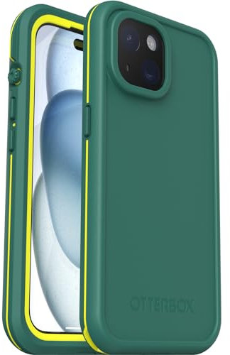 OtterBox Fre Case for iPhone 15 for MagSafe, Waterproof (IP68), Shockproof, Dirtproof, Sleek and Slim Protective Case with built in Screen Protector, x5 Tested to Military Standard, Green