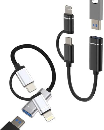 iPhone15 Pro Max Lightning USB C a USB-A Jack Adaptador (2 unidades) Type-c Thunderbolt OTG Cable Conector Teclado Ratón Hub Accesorios Compatible para Samsung Huawei Xiaomi MacBook Plus Apple iPad tp