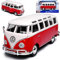 Generisch Volkwagen T1 Rot Weiss Samba Bully Bus 1950-1967 1/25 1/24 Modell Auto