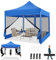 COBIZI Faltpavillon 3x3 Pavillon 3x3m Wasserdicht Stabil, Partyzelt Faltbar mit 4 Seitenwänden Moskitonetz Pop Up Gartenpavillon Anti-UV für Garten, Blau