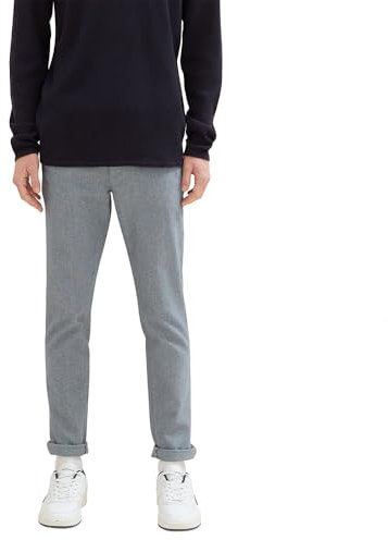 TOM TAILOR Denim Herren 1020451 Straight Chino Hose, 36087 - White Navy Dobby Yarn Dye, 30W / 32L