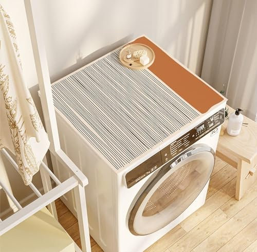 Estera Superior De Lavadora De Cuero De Pvc，Funda Lavadora，Nevera Cubierta Antipolvo， Cubierta Antipolvo Lavadora，Protector solar, barrera, apto para microondas y cocina G,60x70cm