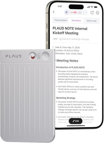 PLAUD NOTE Registratore Vocale AI Professionale Audio Digitale con Custodia Trascrivi Riassumi con Tecnologia AI Supporta 112 Lingue Controllo App Perfetto per Riunioni Lezioni Chiamate Colloqui