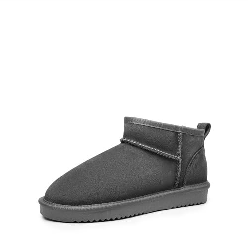 DREAM PAIRS FuzzyClassic Mini Stivale Stivali da Neve Donna Impermeabili Stivali Invernali Calda Stivali da Neve Antiscivolo Stivali Invernali,Size 41.5,Grigio,SDSB2405W