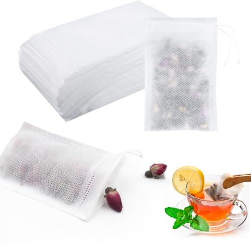 200 Pezzi Bustine Te Vuote,Bustine di Tè per Tè Sfuso 8 * 12CM Bustina di Tè Usa e Getta in Tessuto per Tè,Tè ai Fiori,Caffè,Spezie,ecc. (8 * 12CM)
