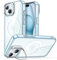 JETech Kickstand Case for iPhone 15 Plus 6.7-Inch Compatible with MagSafe, Built-in Camera Ring Stand, Shockproof Phone Bumper Cover, Magnetic Anti-Scratch Clear Back (Blue)