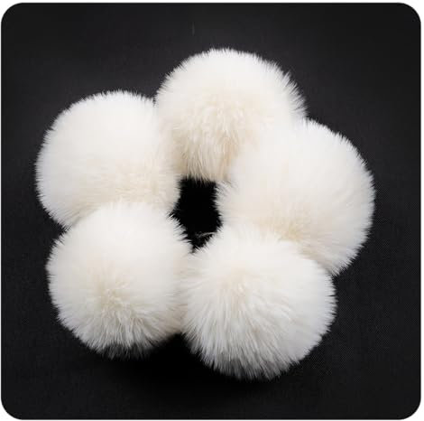 Hrlace 20 STK Kunstfell Pompons Fellbommel Faux Kunstpelz Pom Ball Künstliche Plüschbälle DIY Fell Pom Poms für DIY Handwerk Anhänger DekoTaschenanhänger Schlüsselanhänger Beige 4cm