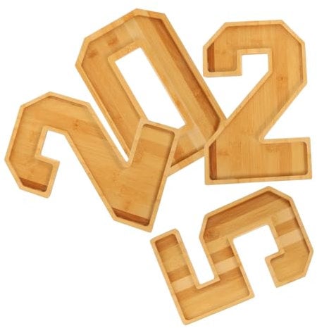 CIYODO Nummernförmiges Holztablett Für Snacks Aufbewahrungstablett Serviertablett Vielseitig Einsetzbar in Küche Und Wohnzimmer Langlebig Und Praktisch
