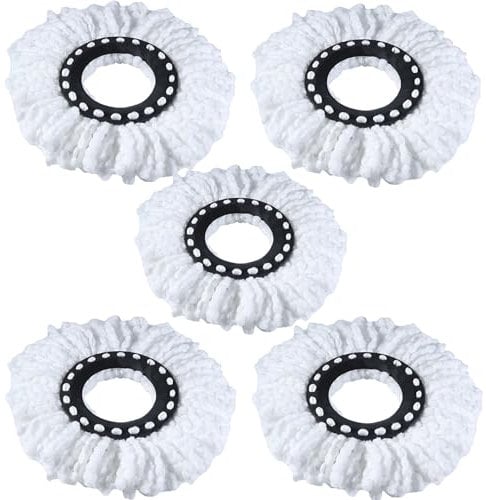 5 Pcs Mop Heads, Spin Mop Heads for Circular Swivel Mops, Universal Spin Mop Heads Replacement, Deep Clean, Mop Heads Replacement for Cleaning Office Indoor, Outdoor