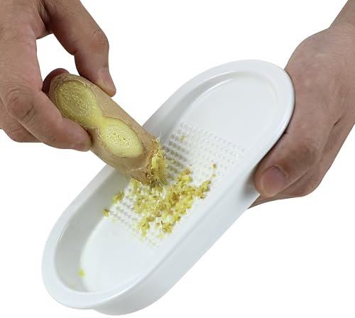 EIKS Keramik Reibe Teller für Ingwer Knoblauch Wasabi Daikon Früchte Wurzel Gemüse Kochen Zubereitung (Ovalform)
