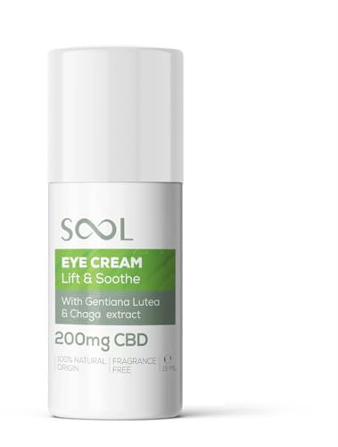 SOOL CBD Augencreme Lift & Soothe 200mg, 15ml | Leichte Formel I Augenringe Entfernen, Schwellungen und Tränensäcke | 100% Natürliche Inhaltsstoffe | Nährende & Feuchtigkeitsspendende Creme