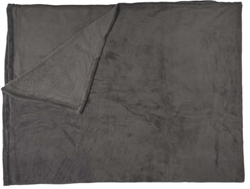 HOME DECO FACTORY, TX0104, Plaid en Microfibre Doux et élégant, idéal pour Le canapé ou Le lit, Facile à Entretenir, Parfait pour Le cocooning, 150x200 cm, Gris Foncé