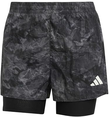 adidas Women's Own The Run Spray Dye 2in1 Short, Grey Four/Black, S
