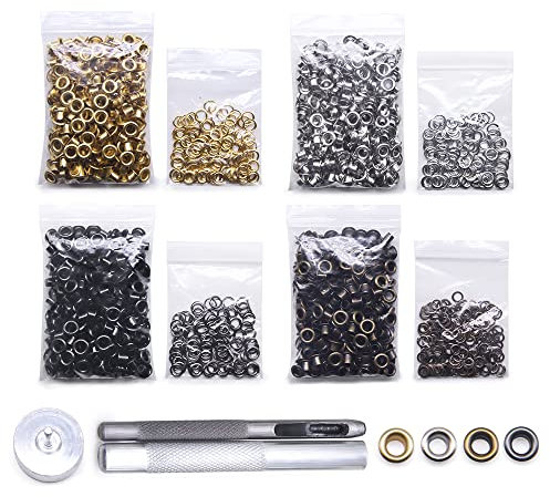 Jamsinmu Grommet Werkzeug Kit 800 Sets Grommet Einstell Werkzeug mit Ösenzange Ösenwerkzeug Set für Leder Leinwand Plane Zelt 150# Inner 3.5mm