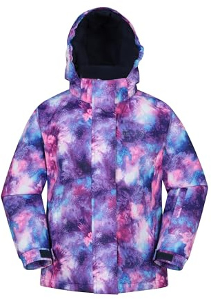 Mountain Warehouse Snowdrop bedruckte Kinder Skijacke - wasserdicht, integrierte Schneefang, abnehmbare Kapuze - für Snowboarding, Wintersport