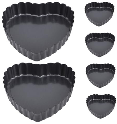 ELAYARD 6pezzi Cuori Mini Tart Pans Antiaderenti Con Base Rimovibile Per Torte e Dessert Per e Matrimoni