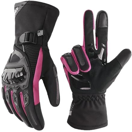 LPHFDCS MTB Handschuhe Winter Warme Motorrad Handschuhe Winddicht wasserdichte Weibliche Motorrad Reiten Handschuhe Frauen Rosa Motocross Moto Guantes Motorrad Handschuhe(Pink,XS)