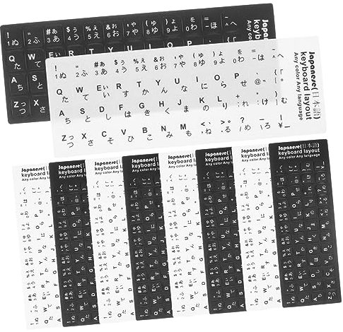 Homoyoyo 10pcs Japanese Keyboard Stickers Black and White for Laptop and Desktop, Language Replacement Decals Japanese Letters, Computer Accessories for Typing and Study