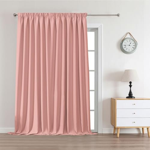 Joydeco Format Personnalisé Rideau Occultant avec Galon Fronceur pour Rail - 1 Pièce, Rideau Opaque Isolant Thermique Phonique pour Décoration Intérieure de Salon Chambre Balcon, Rose Poudré